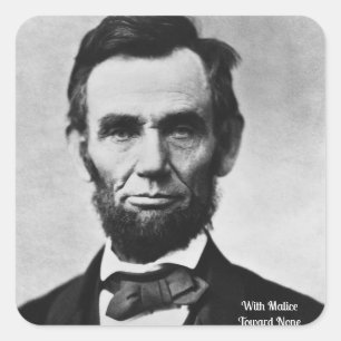 Adesivo Quadrado Abraham Lincoln - Com Malice Em Direção A Nenhum