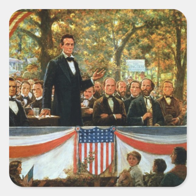 Adesivo Quadrado Abraham Lincoln e Stephen A. Douglas (Frente)
