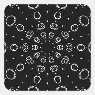 Adesivo Quadrado Abstract Monochrome White Mandala Geometric Patter