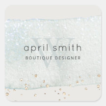 Abstrato Aqua Blue Bruske Stoke Monograma Glitter