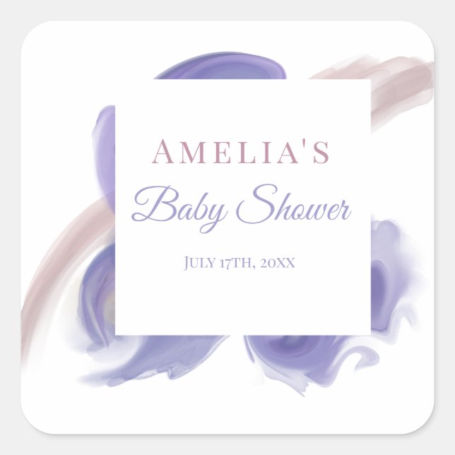 Adesivo Quadrado Abstrato Aquarela Lavanda (Frente)