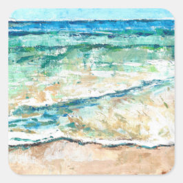 Adesivo Quadrado Abstrato Beach Coasteline Trabalho de arte