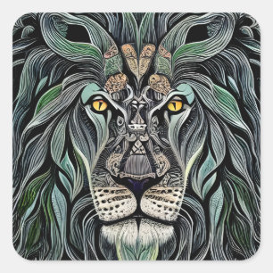 Adesivo Quadrado Abstrato Chique King Lion