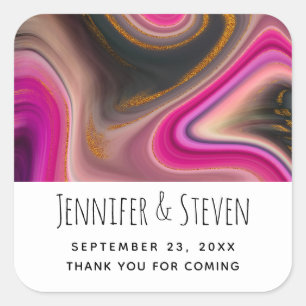 Adesivo Quadrado Abstrato cor-de-rosa e preto com casamento de pás