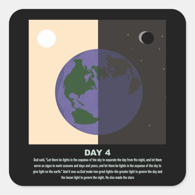 Adesivo Quadrado abstrato cristão de arte mínima, dia4 s1 (Frente)