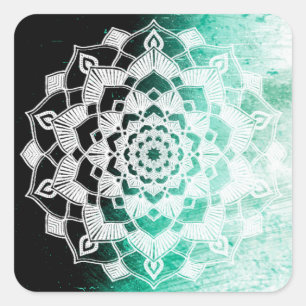 Adesivo Quadrado Abstrato de Mandala Verde bonito