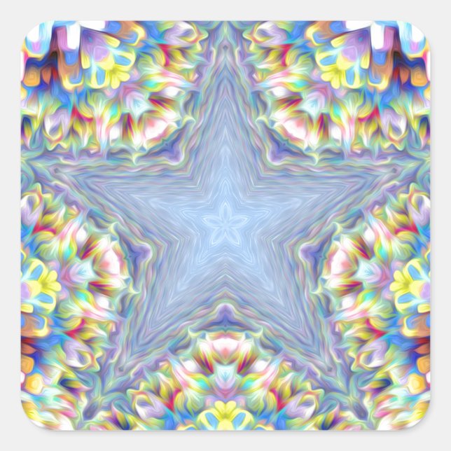 Adesivo Quadrado Abstrato Estrela Colorida (Frente)