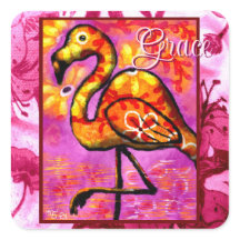 Abstrato Flamingo Floral Amarelo