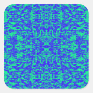 Adesivo Quadrado Abstrato Fractal Em Azul E Verde