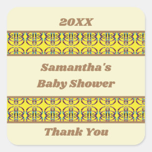 Adesivo Quadrado Abstrato Geométrico chá de fraldas Sexo Neutro