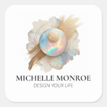 Abstrato Holographic Opal com Traços Dourados