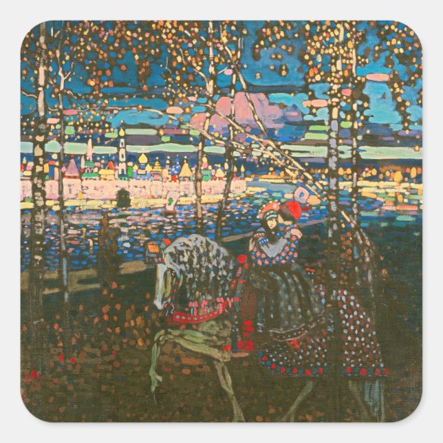 Adesivo Quadrado Abstrato Kandinsky Casal Anel Colorido (Frente)