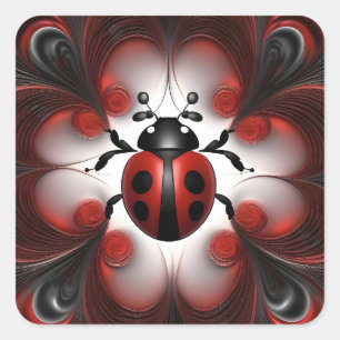 Adesivo Quadrado Abstrato Ladybird Art Design,
