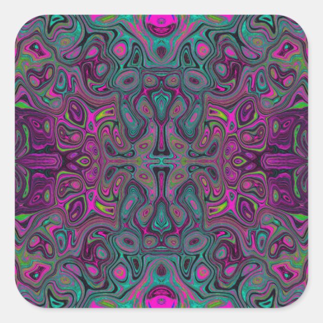 Adesivo Quadrado Abstrato Magenta e azul-lacrimogênio (Frente)