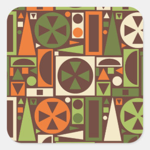 Adesivo Quadrado Abstrato moderno do meio século retro geométrico