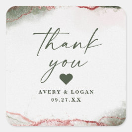 Adesivo Quadrado Abstrato Moderno Terra Rosa Pink Casamento Obrigad