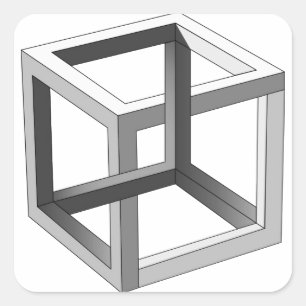 Adesivo Quadrado Abstrato preto e branco do cubo 3D geométrico