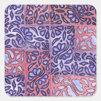 Adesivo Quadrado Abstrato púrpura e rosa