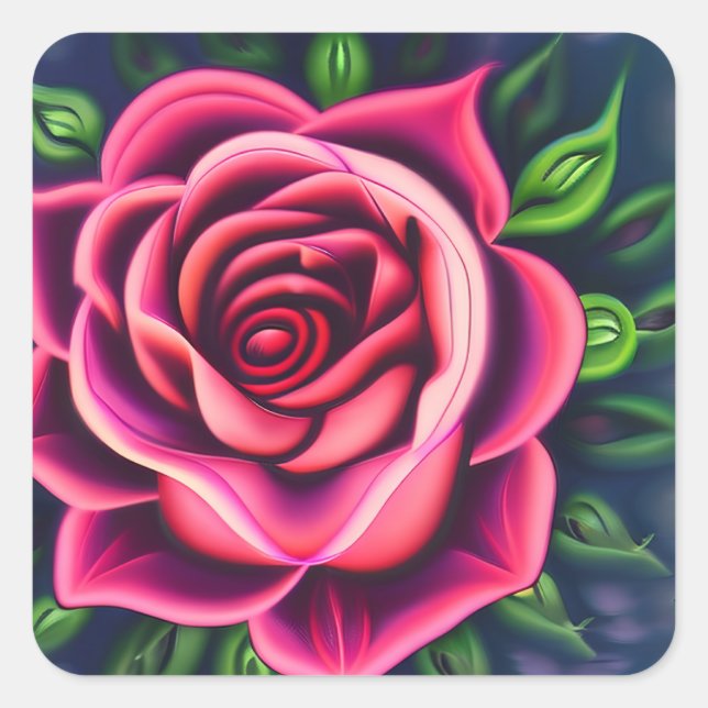 Adesivo Quadrado Abstrato Romântico Rosa Bloom (Frente)