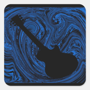 Adesivo Quadrado Abstrato suga palitos de guitarra, azul