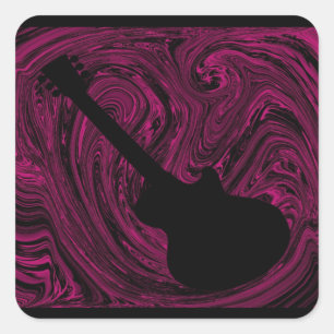Adesivo Quadrado Abstrato suga palitos de guitarra, rosa escuro