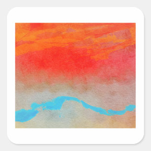 Adesivo Quadrado Abstrato Sunset Oceano