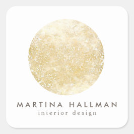 Adesivo Quadrado Abstrato Watercolor Dourado Circle Logo em branco