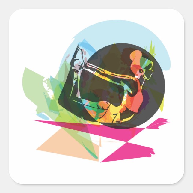 Adesivo Quadrado Abstrato Yoga Malhação e bem-estar coloridos (Frente)