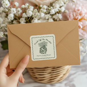 Adesivo Quadrado Acabada de Chegar ao Mercado Bridal Shower Desenha