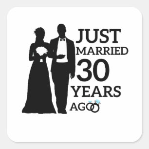 Adesivo Quadrado Acabados de Casar há 30 Anos, Casal de Aniversário