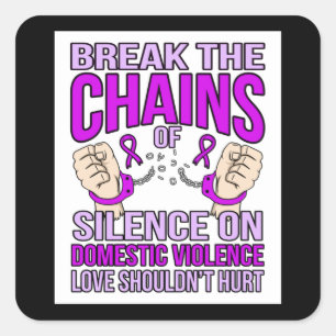 Adesivo Quadrado Acabar com o silêncio sobre a consciência de violê