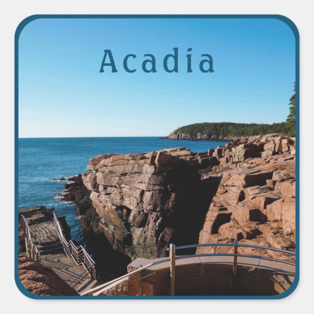 Adesivo Quadrado Acadia National Park Thunder Hole Maine (Frente)