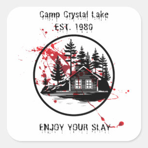 Adesivo Quadrado Acampamento Crystal Lake Aproveite sua apresentaçã