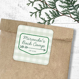 Adesivo Quadrado Acampamento de Bachelorette do Campo de Verão de G