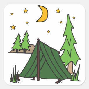 Adesivo Quadrado Acampamento de Tent
