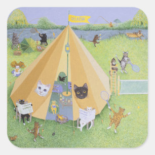 Adesivo Quadrado Acampamento do feriado