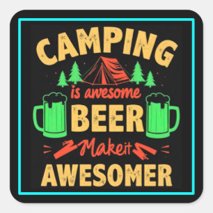 Adesivo Quadrado Acampamento é Cerveja Incrível Torna ainda Mais In