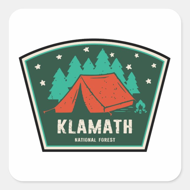 Adesivo Quadrado Acampamento Florestal Nacional de Klamath (Frente)