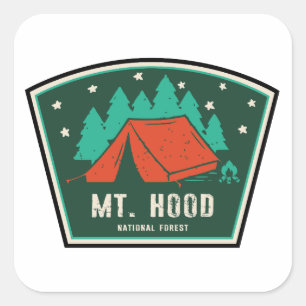 Adesivo Quadrado Acampamento na Floresta Nacional de Mt. Hood
