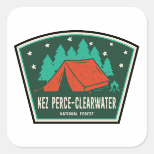 Adesivo Quadrado Acampamento na Floresta Nacional Nez Perce-Clearwa
