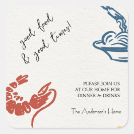 Adesivo Quadrado Ação de Graças de Boa Comida & Boas Momentos