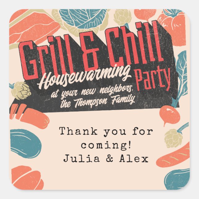 Adesivo Quadrado Ação de Graças de CHURRASCOS de Ação de Amizade (Frente)