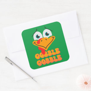 Adesivo Quadrado Ação de Graças GOBBLE GOBBLE