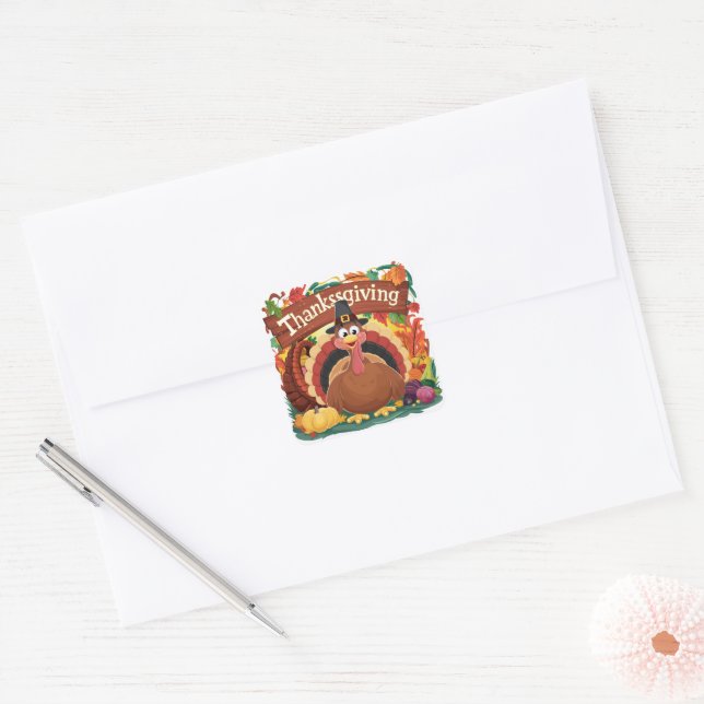 Adesivo Quadrado Ação de Graças - Sticker (Envelope)