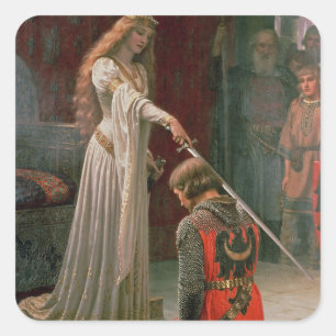 Adesivo Quadrado Accolade - Edmond Blair Leighton Medium Ages Knigh