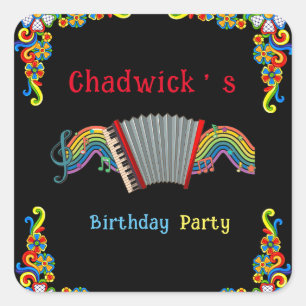 Adesivo Quadrado Accordion Colorful Floral Festa de aniversário