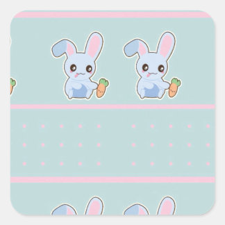 Adesivo Quadrado Acessórios de menta rosa do Kawaii Bunny personali