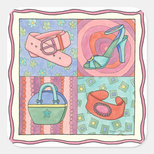 Adesivo Quadrado Acessórios femininos por Chariklia Zarris (Frente)