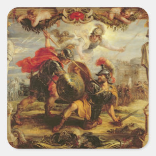 Adesivo Quadrado Achilles que derrota Hector, 1630-32