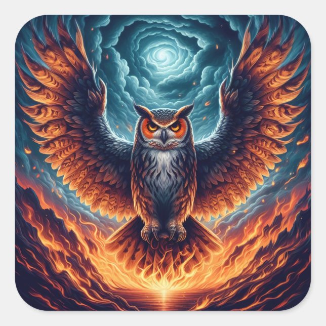 Adesivo Quadrado Acima e Abaixo - Wise Owl Art (Frente)